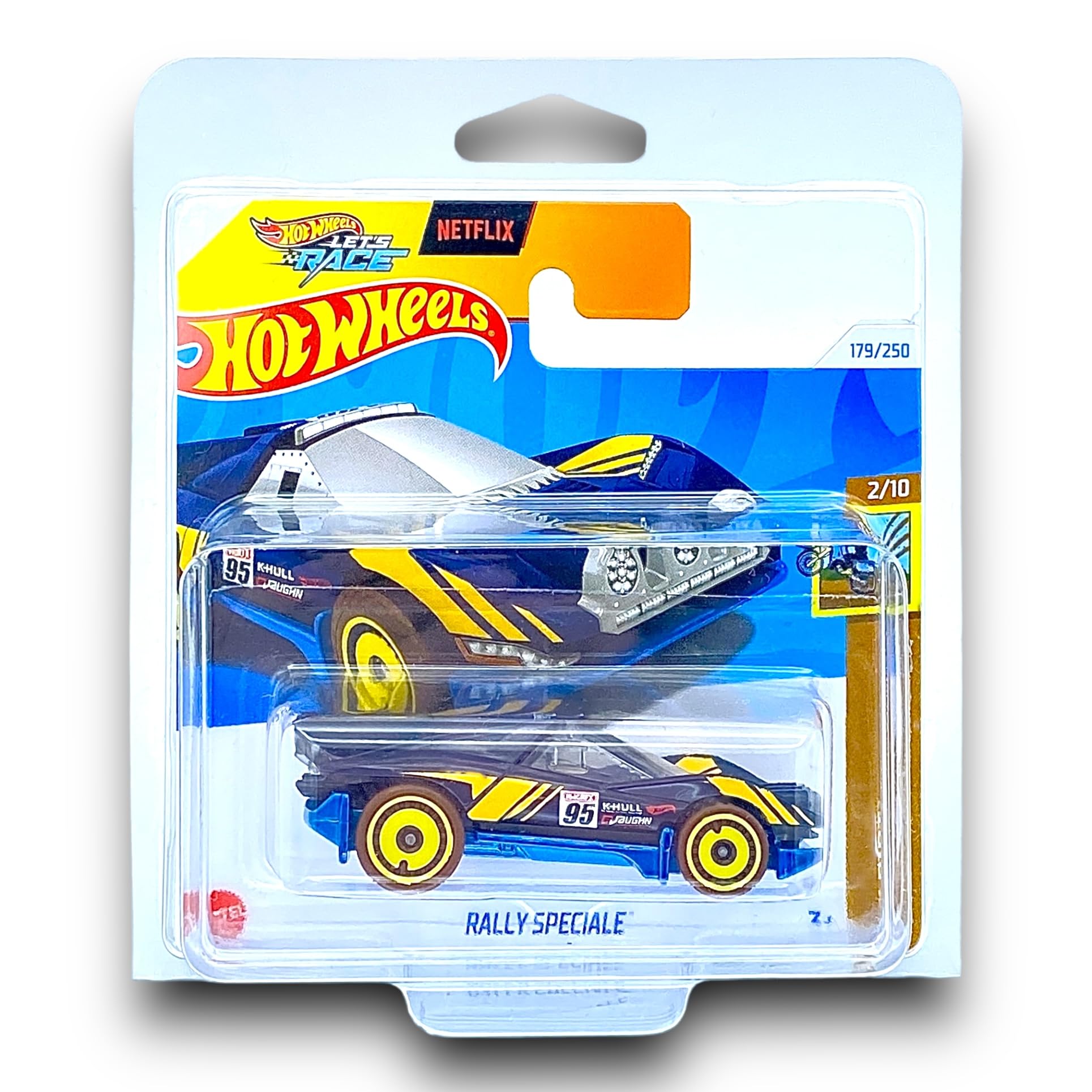 Hot Wheels Rally Speciale (Dark Blue, Blue, Yellow & Brown) 2/10 HW Dirt - 2024-179/250 (Short Card) - includes a KLAS Car Keeper Protector Case - HTF06