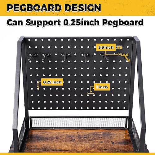 Miniatura 3 de SOYEEZE Soportes para caña de pescar para garaje, soportes para caña de pescar de hasta 12 cañas con tablero de clavijas y ganchos, carrito de pesca