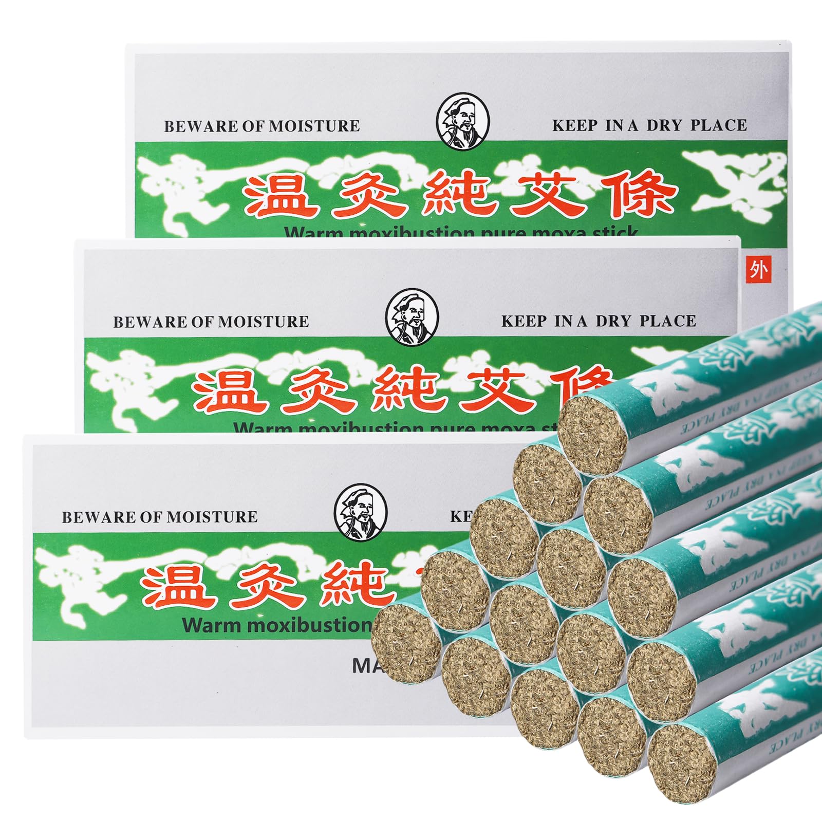 30 unidades de palos de moxa naturales puros, moxa rollos, moxa puros, moxa Roll Sticks puro natural hecho a mano para ancianos, mujeres, niños (rollos de moxibustión)