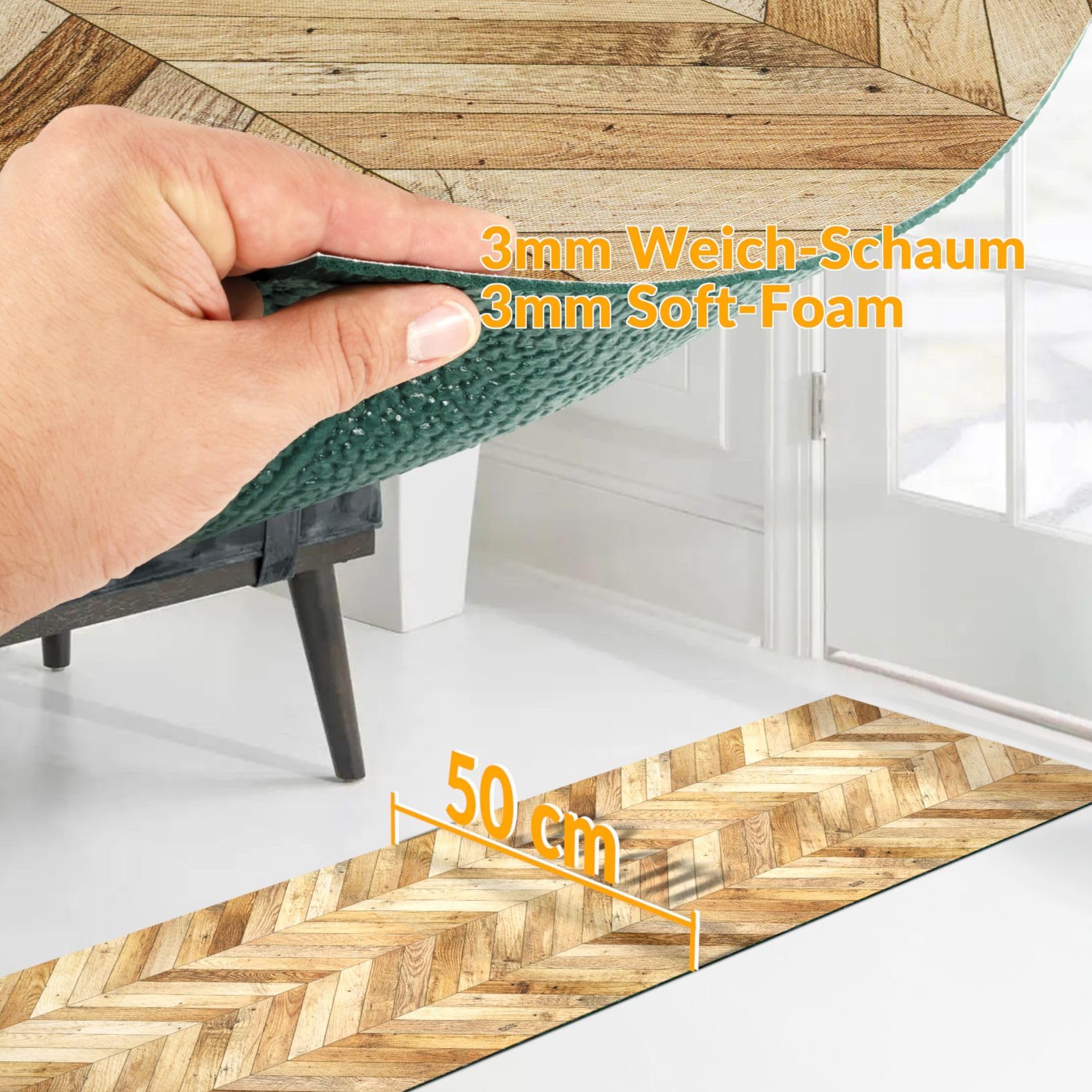 ANRO Küchenteppich Küchenläufer Teppich Läufer Küche waschbar rutschfest Spina Abwaschbar 300 x 52cm