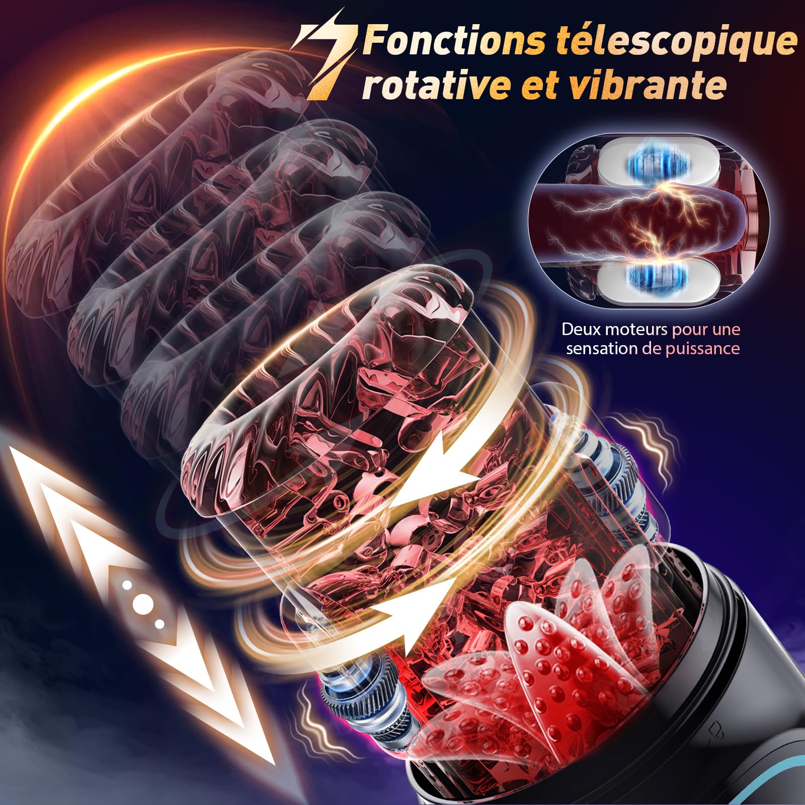Masturbateur Homme 12s Pompe a Penis, Masturbâteur Homme Mains Libres Avec 7 Modes Télescopiques & Rotation Et Succion, Masturbateurs Masculins APP Control Sex Toys
