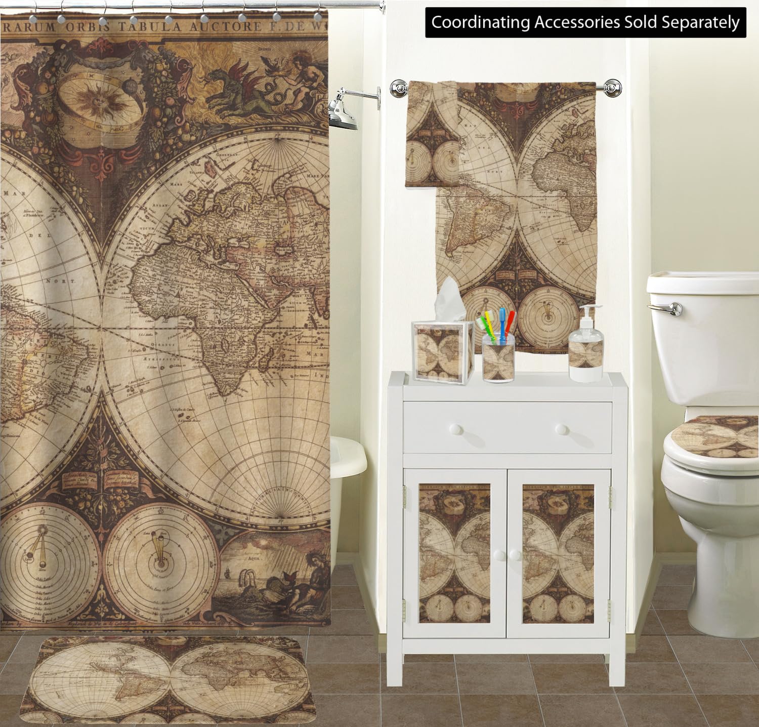 RNK Shops Vintage World Map Toilet Seat Decal - Elongated