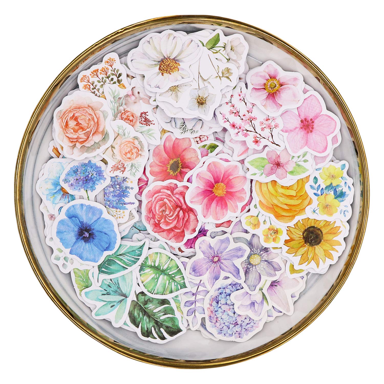 KnaidFlower Stickers Set (360 Pieces) Decorative Assorted Floral Sticker for Scrapbooking Planner Bullet Journals Supplies