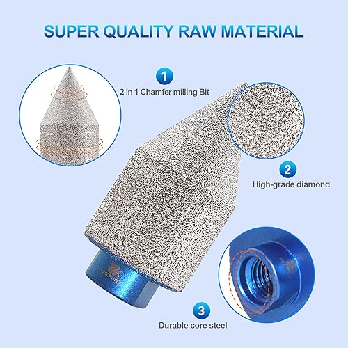 Miniatura 5 de Broca biseladora de diamante, brocas de fresado de dedo de diamante, BRSCHNITT 0-1 38 pulgadas (0.000 in-1.378 in) con rosca 58-11 para agrandar dar