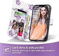 Vista 2 de ULAK Funda tipo cartera compatible con iPhone 14 Plus con tarjetero [bloqueo RFID], funda con tapa para mujeres y niñas, piel sintética, soporte