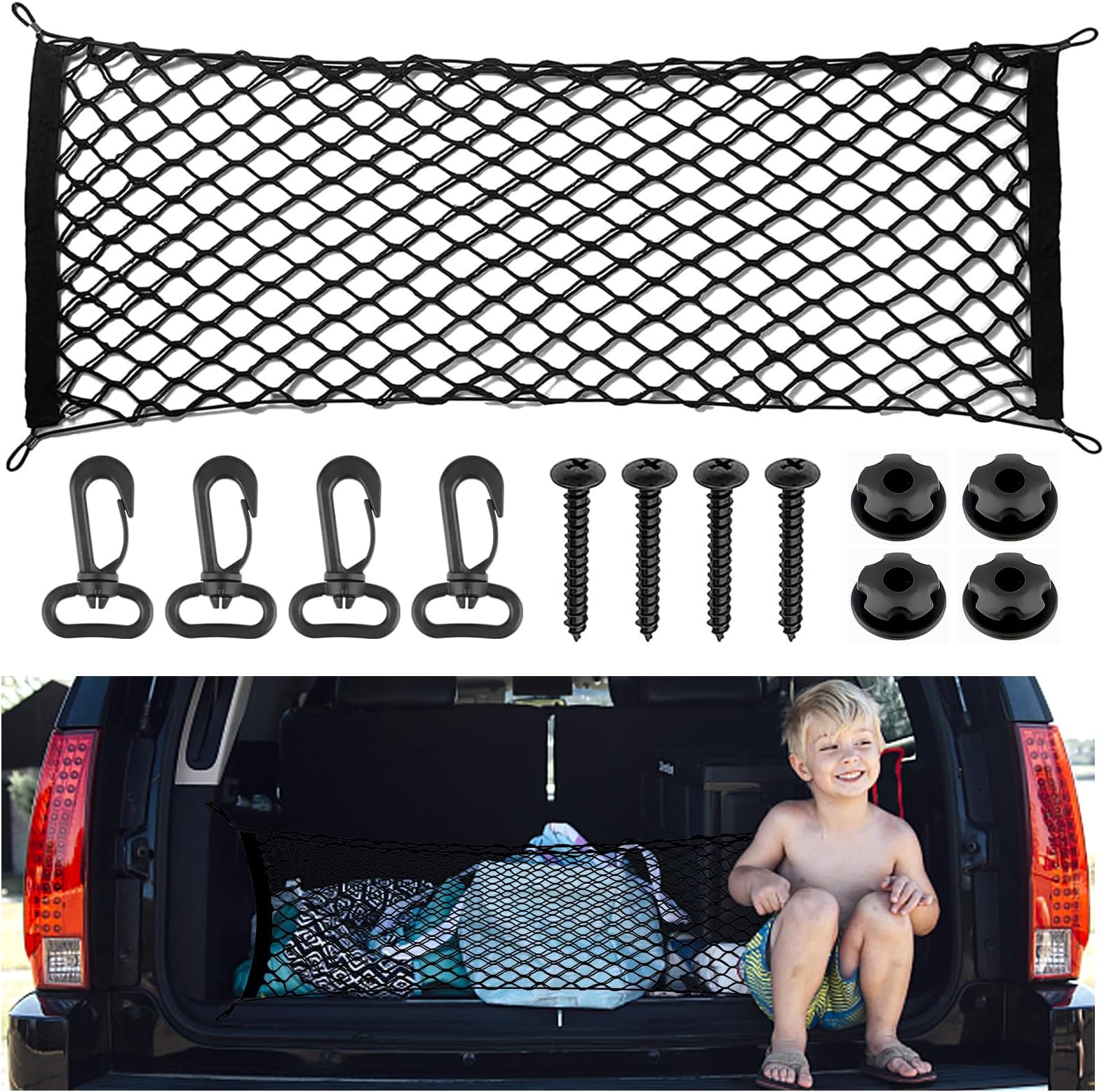 Kofferraumnetz 90x30cm - Elastisches Gepäcknetz Für Auto, SUV & Wohnwagen