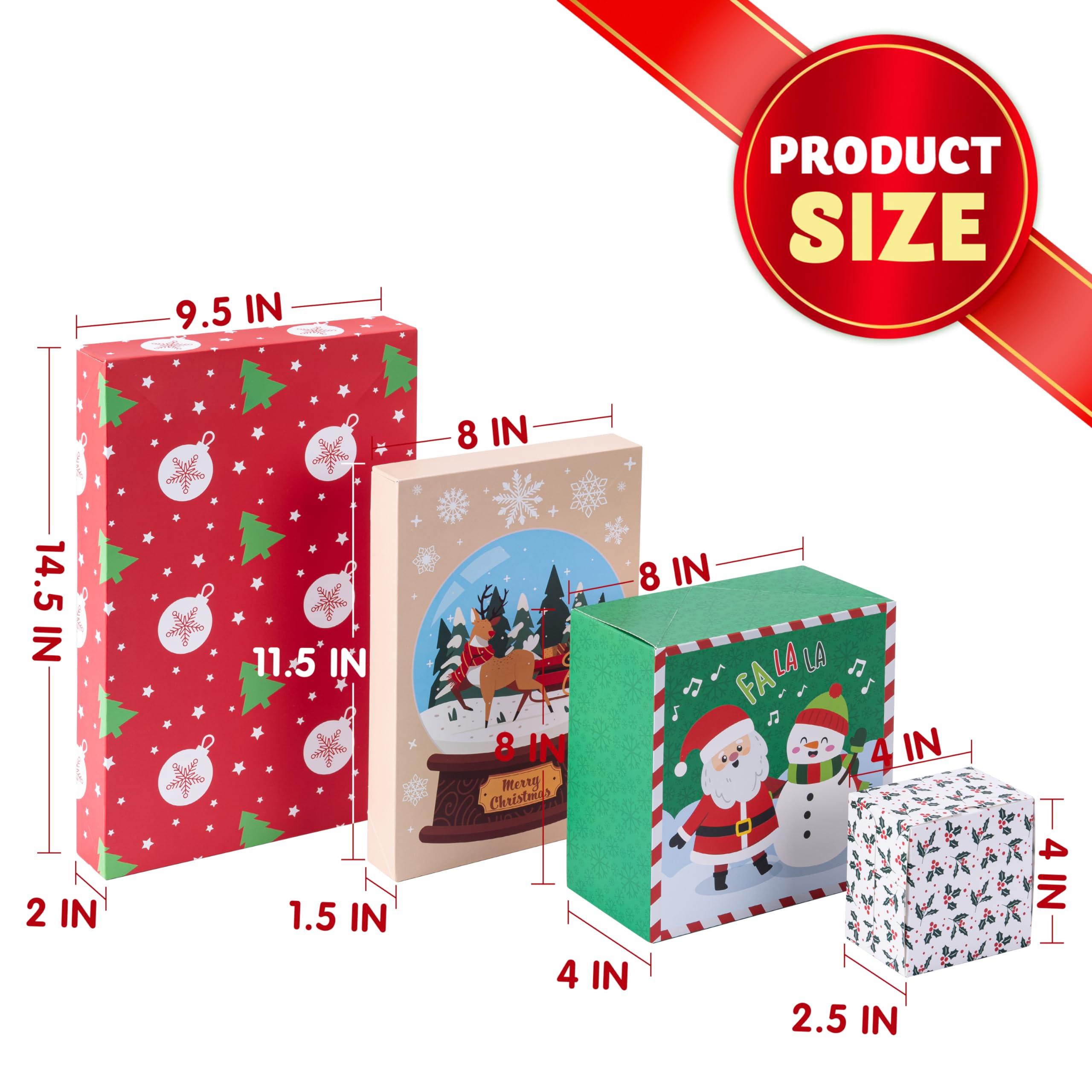 JOYIN 12 Stück Weihnachts-Geschenkboxen mit Deckel für Geschenke, große Robe, Pappschachteln, Weihnachtsmotiv, dekorative Box für Kleidung, Geburtstag, Urlaub, Hochzeit, Geschenkverpackung, Dekoration