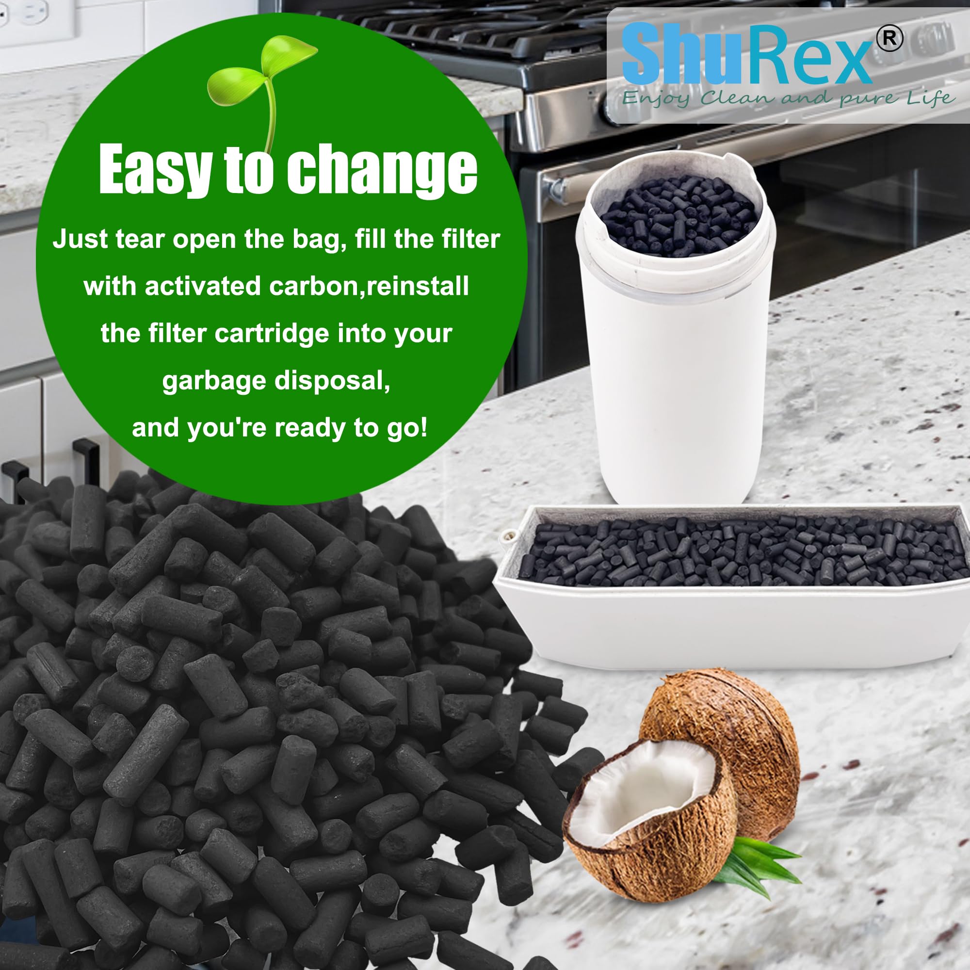 Lot de 4 recharges de filtres Absorbant Les odeurs pour composteur de Cuisine Intelligent Lomi - Filtres à Charbon Actif de Rechange compatibles avec Le bac à Compost électrique Lomi
