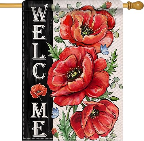 Miniatura 11 de Artofy Bandera decorativa grande de primavera y verano con diseño de abejorro de abejorros para casa, decoración exterior de jardín con flores de