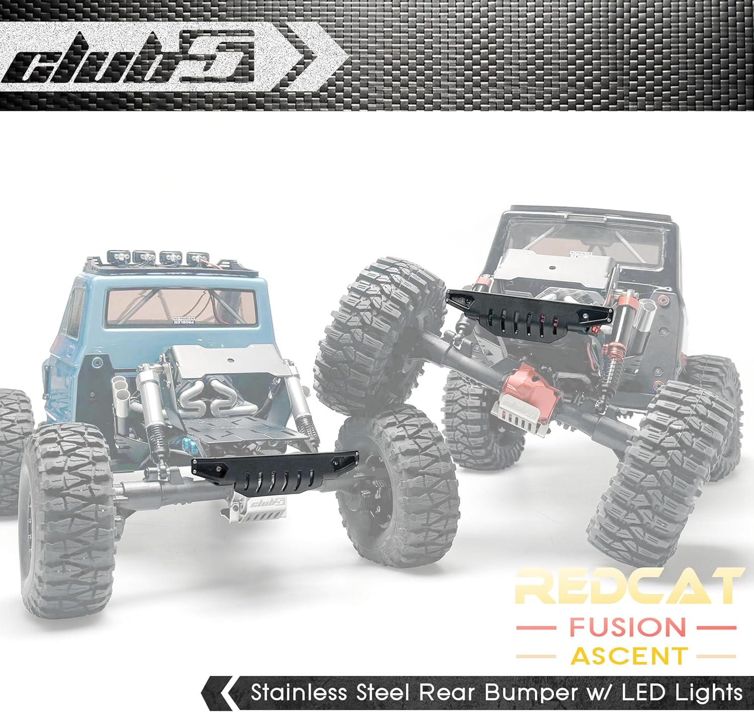Club 5 Stainless Steel Rear Bumper w/LED Lights (6V) for Redcat Ascent/Fusion