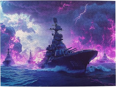 Battleships in The Storm,Puzzles for Adults 500 Pieces, Wooden Jigsaw Puzzles,500 Piece Imaginative Jigsaw Puzzle,Adult Party Stress Relief Game, Challenging Brain Exercise, Relax Yourself
