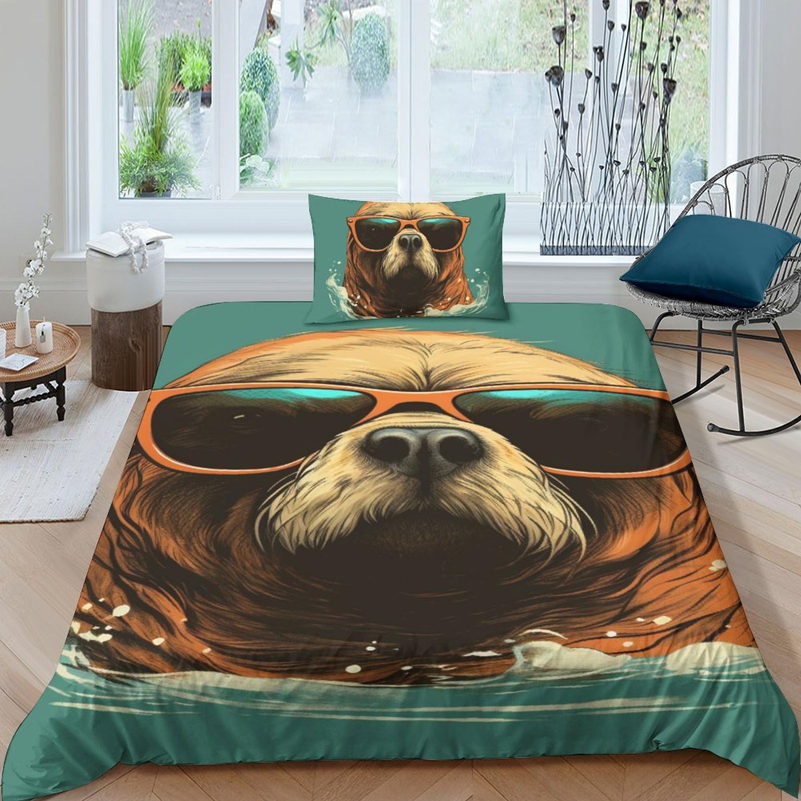 Housses de couettes Morse anti-plis en microfibre douce pour lit 135x200
