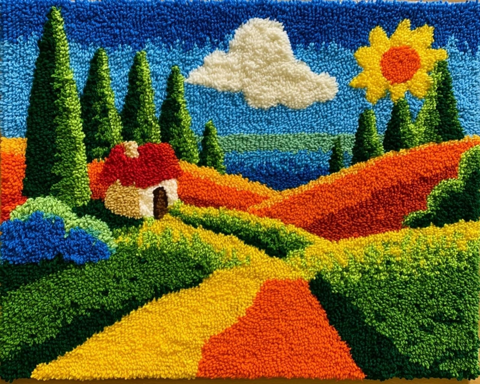 Wallphantom Latch Hook Rug Kits for Adults Beginners,Summer Landscape