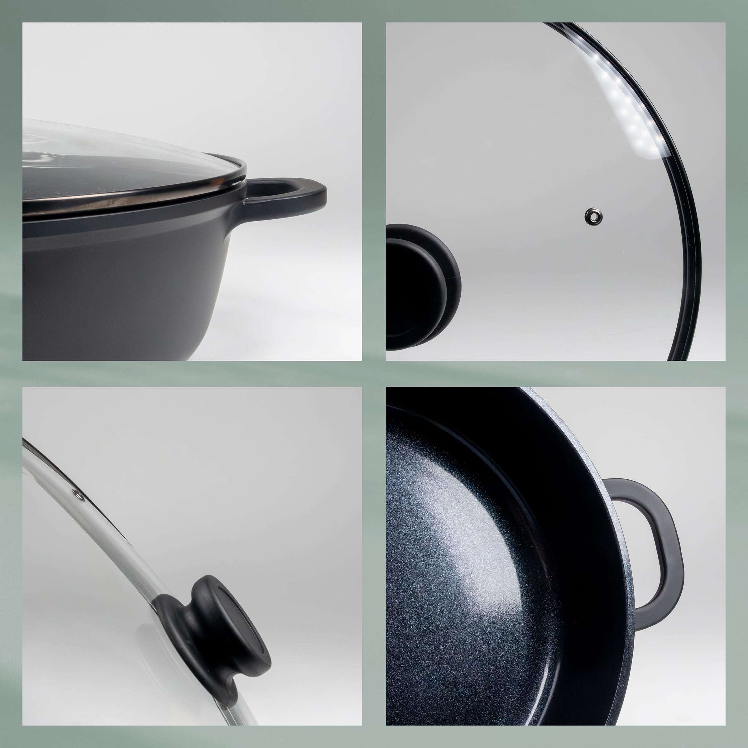 kela Wokpfanne 32 cm mit Glasdeckel ATURA, Wok Induktion 4 Liter, Aluguss keramisch beschichtet, PFAS frei, schwarz
