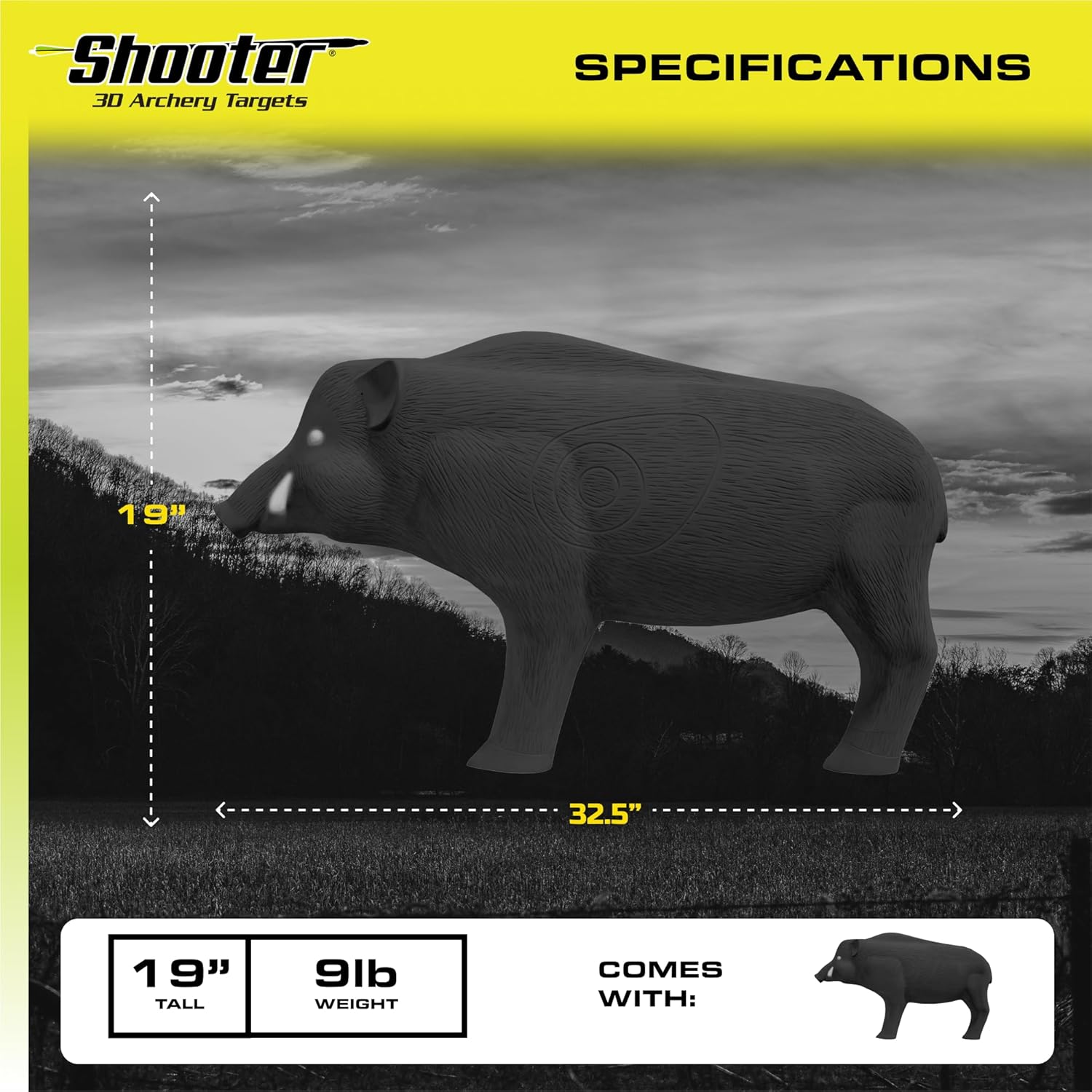 Shooter Field Logic 3D Archery Hog Target, Black, One Size