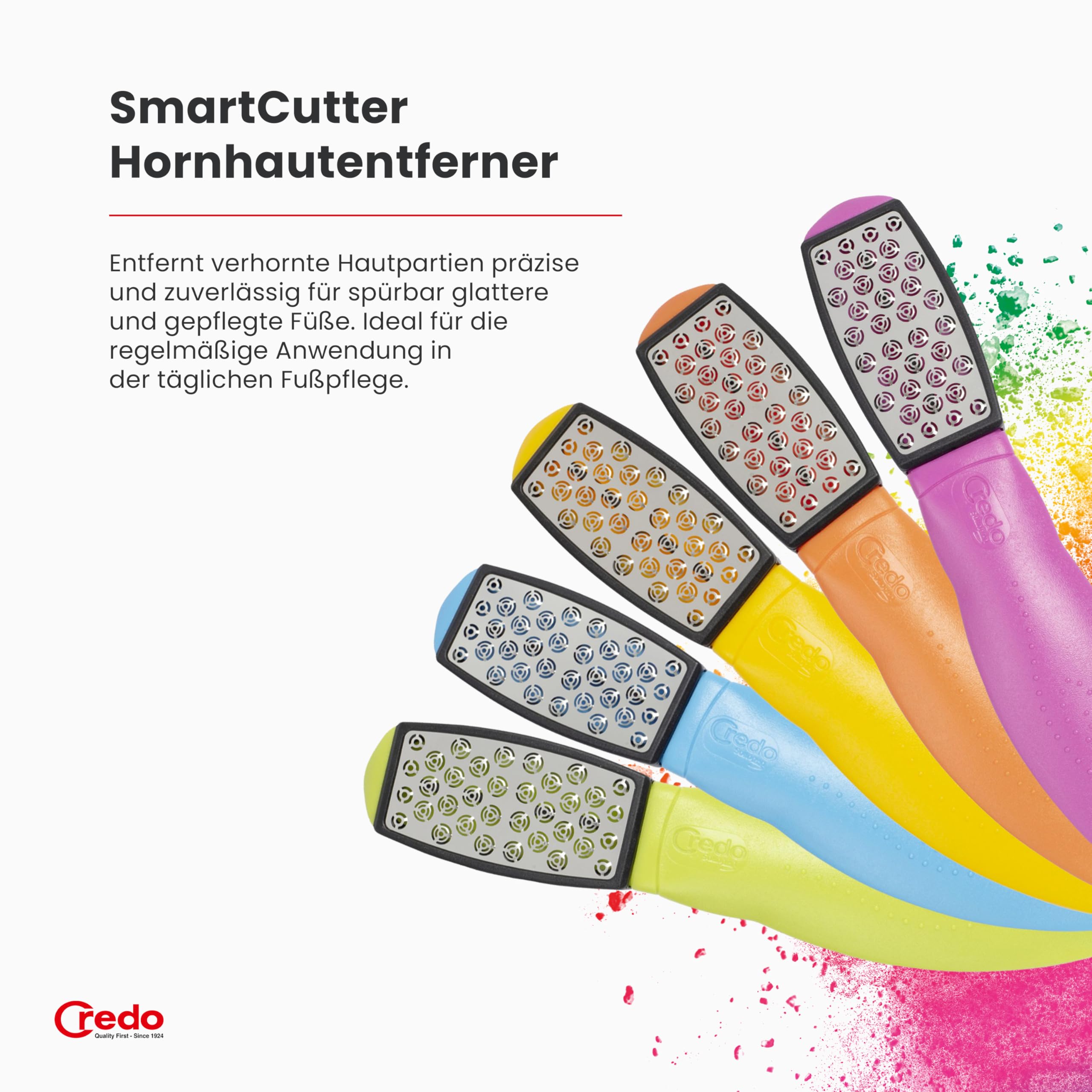 Credo PopArt Soft Care Bundle Fußpflege Set | mit SmartCutter, Pedikürestein, DuoSoft, Keramiknagelfeile & Keramik-Nagelhautentferner | sanfte Fuß- und Nagelpflege im farbigen Design (Grün)