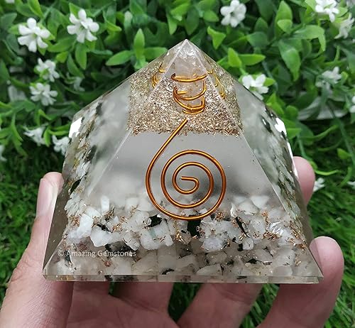 Miniatura 66 de Amazing Gemstone Pirámide de orgón grande Cristal de pirámide de turmalina negra oscura Pirámide de orgonita Pirámides de órgano Curación