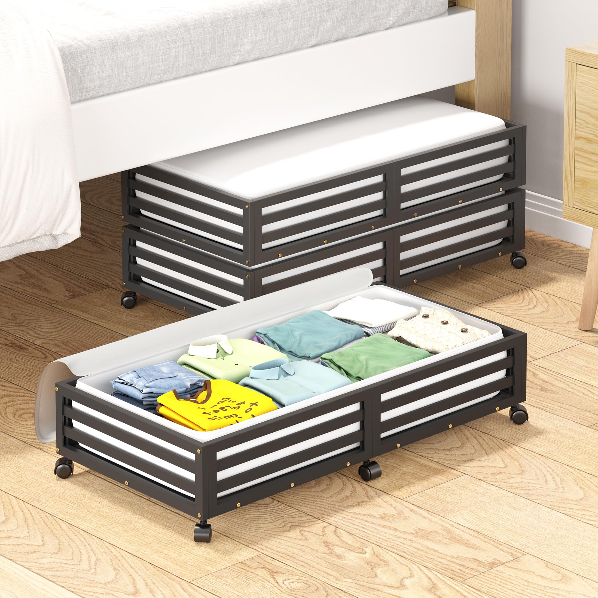 Amazon.com: Bamboo Under Bed Storage Containers- Underbed