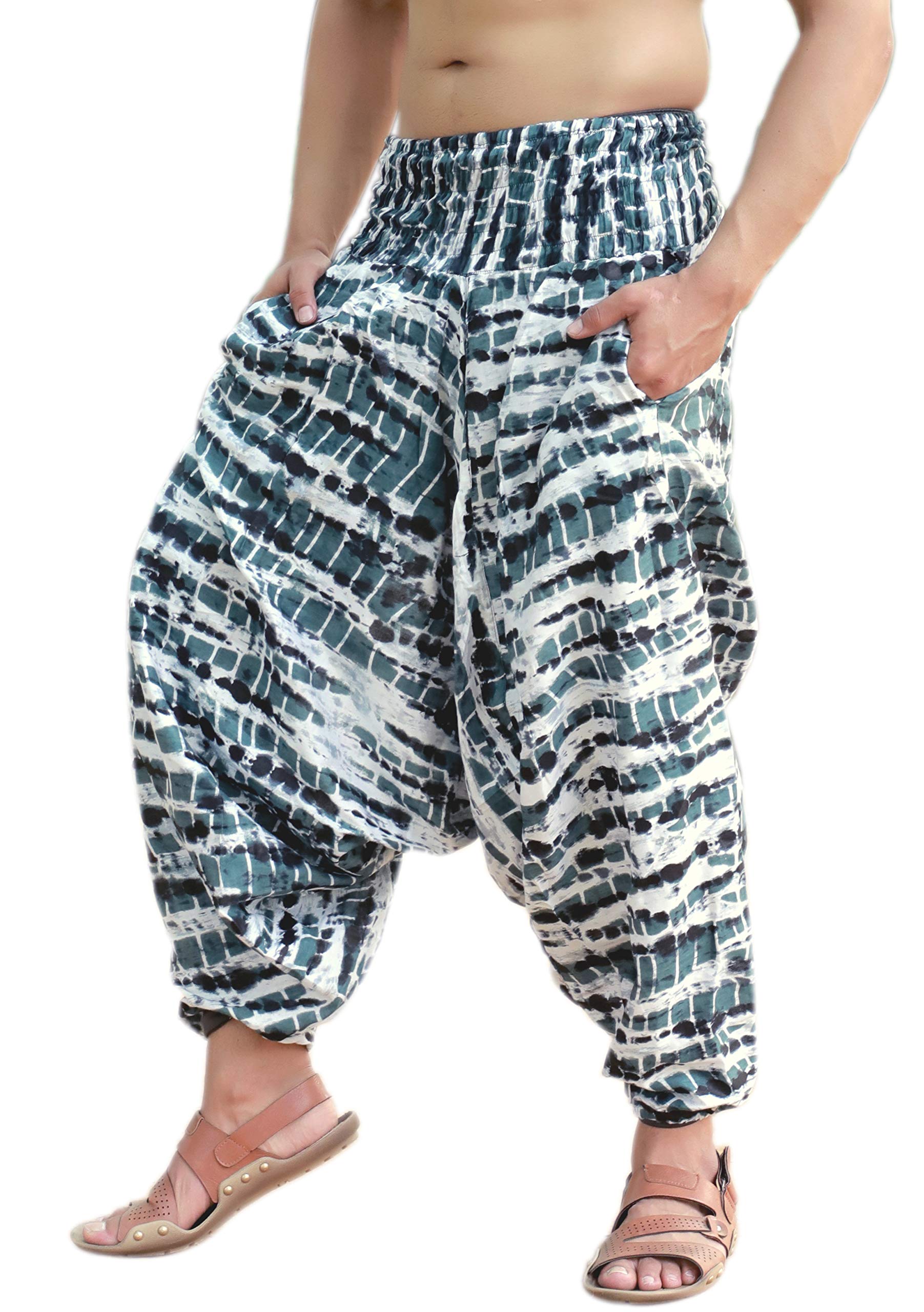 Mens Womens Rayon Tie Dyed Harem Pants Yoga Drop Crotch Trouser