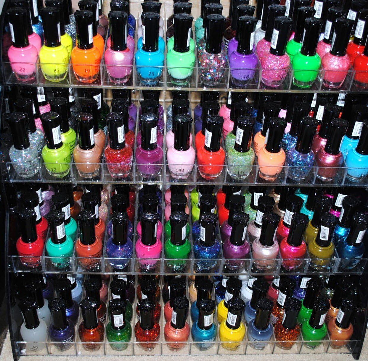 48 Piece Rainbow Colors Glitter CVC Nail Polish Lacquer Set + 3 Scented Nail Polish Remover