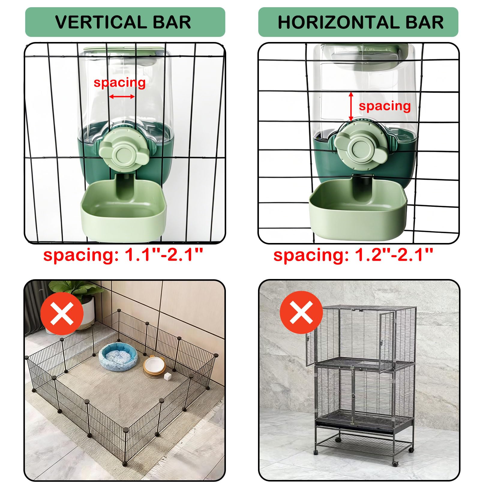 Pet Hanging Automatic Feeders Drinking Bowls (Green)