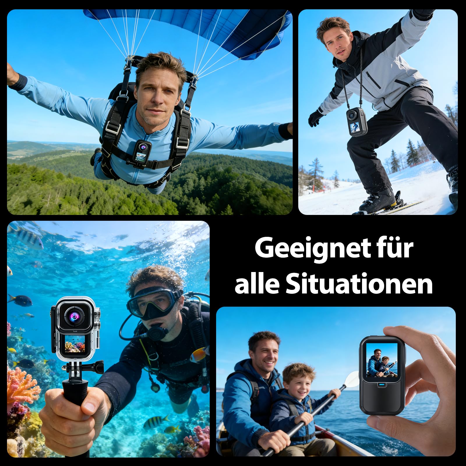 AIKER Action Cam 4k WiFi Aktualisierte Version,Ultra-Hd-Bildqualität/Elektronische Bildstabilisierung/Dual-Screen-Display Bodycam Helmkamera Motorrad,130° Action Kamera,Multifunctional Accessories