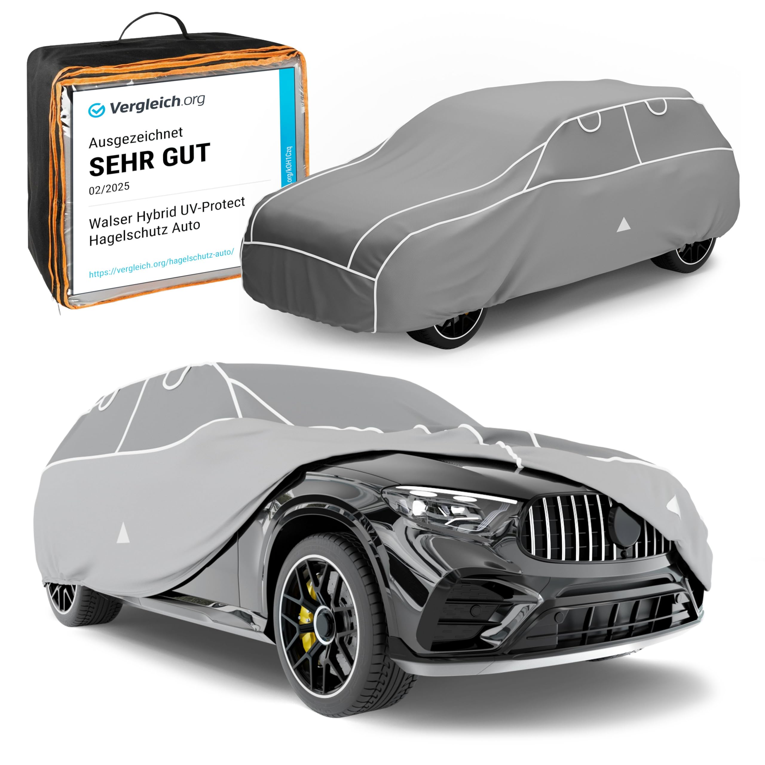 WALSER Auto plandeka przeciwgradowa Hybrid UV Protect SUV, osłona przeciwgradowa wraz z zestawem mocującym, pokrycie samochodu grad, rozmiar: XL
