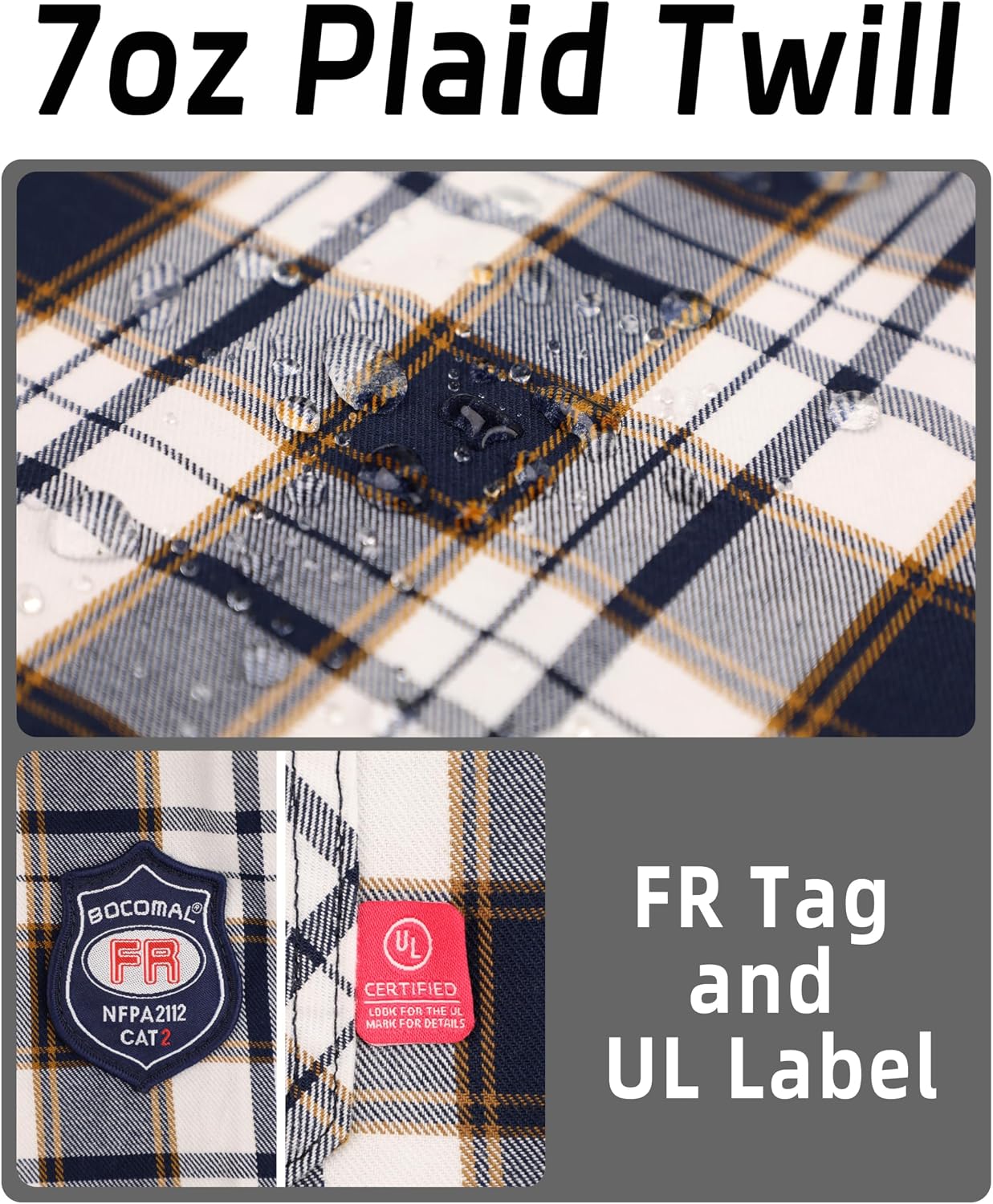 BOCOMAL FR Shirts 6.25oz Lightweight Welding Shirts Flame Resistant Men's Fire Retardant Shirt