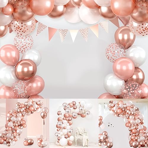 Miniatura 5 de 140PCS Rose Gold Garland Balloons Rose Gold Chrome Ballons Arch Kit with Confetti Balloon for Baby Shower Birthday Wedding Bachelorette Party Decor