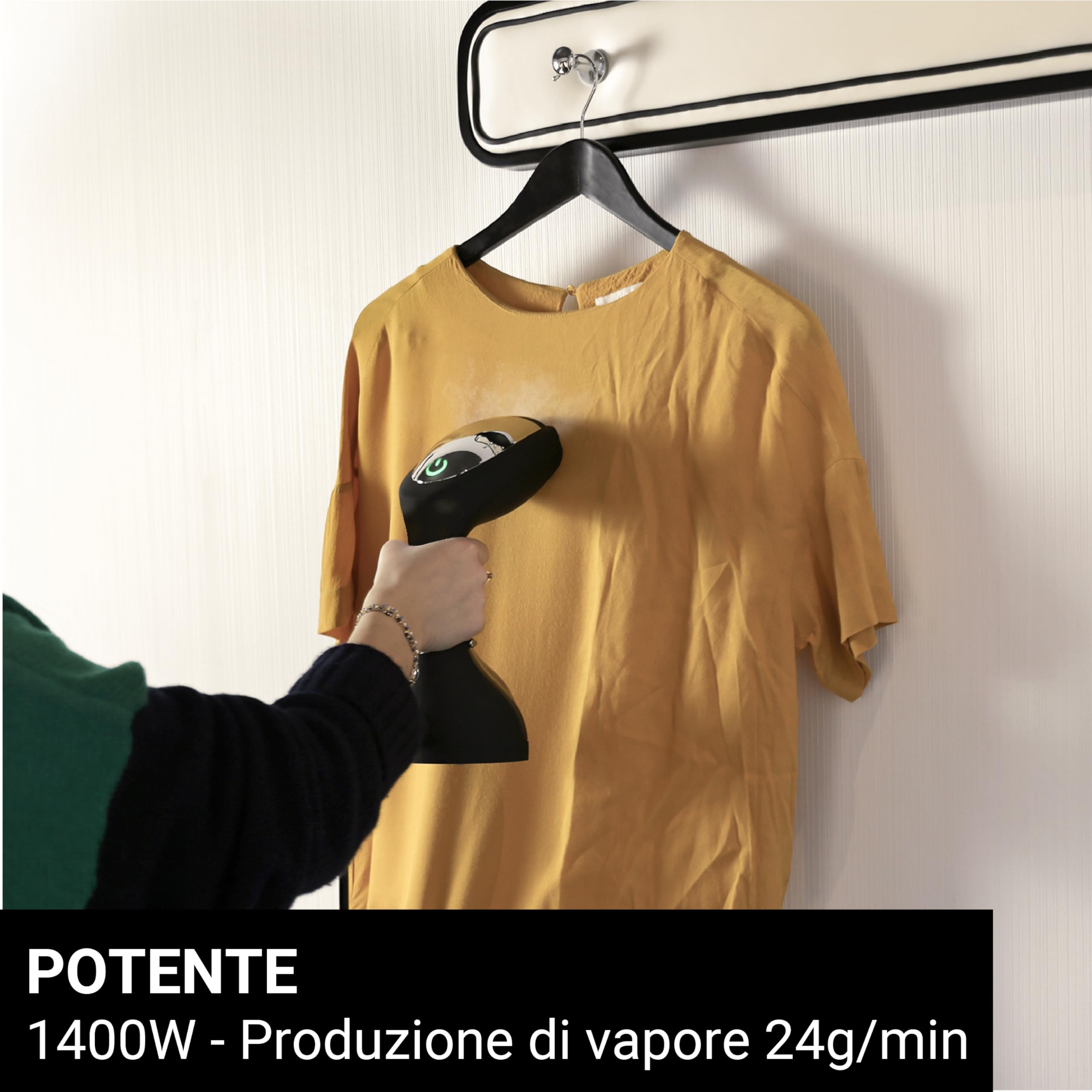 STEAMONE - Ferro da stiro a vapore da viaggio - Spazzola a vapore pronta all'uso in 30 minuti - Vaporetto da viaggio antibatterico per la stiratura di tutti i tessuti - Serbatoio da 260 ml - S-TRAVEL