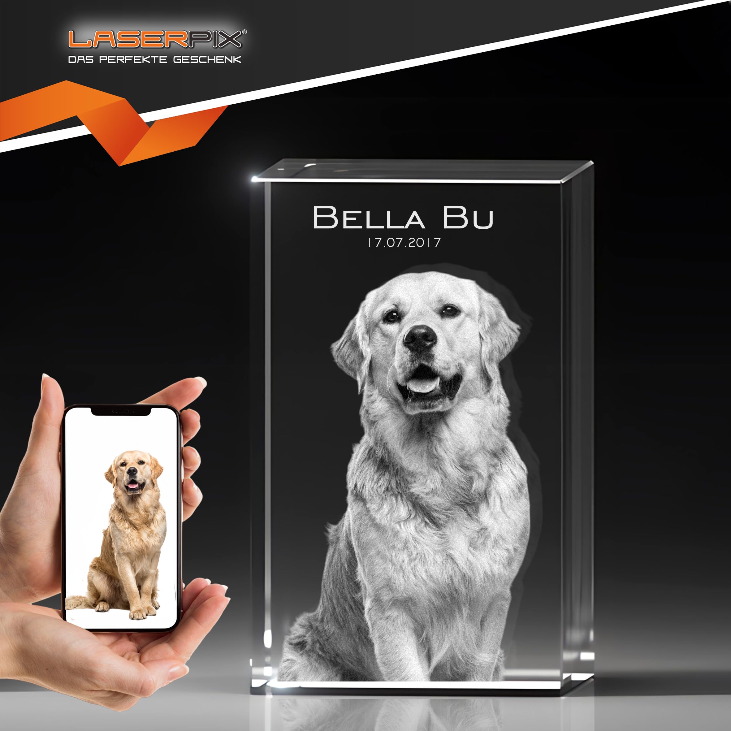 Personalisiertes 3D-Kristallfoto Mit Lasergravur - Individuelles Geschenk Mit Foto