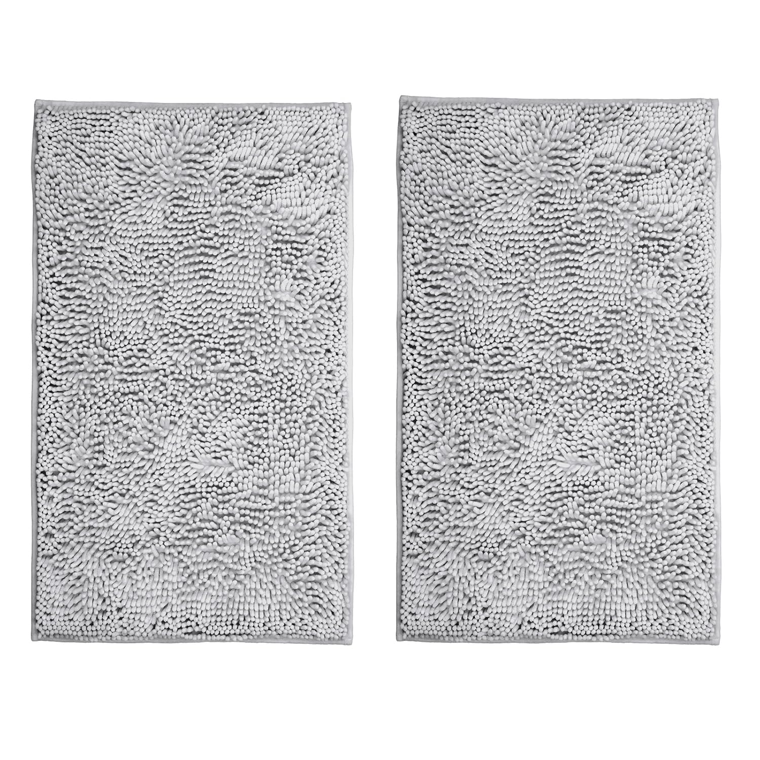Xmecyino Bathroom Rugs Sets 2 Piece Washable, Luxury ，Chenille Bath Mat Set, Soft Plush Anti-Slip Rectangular Bath， Rug Super Absorbent. (Light Gray,