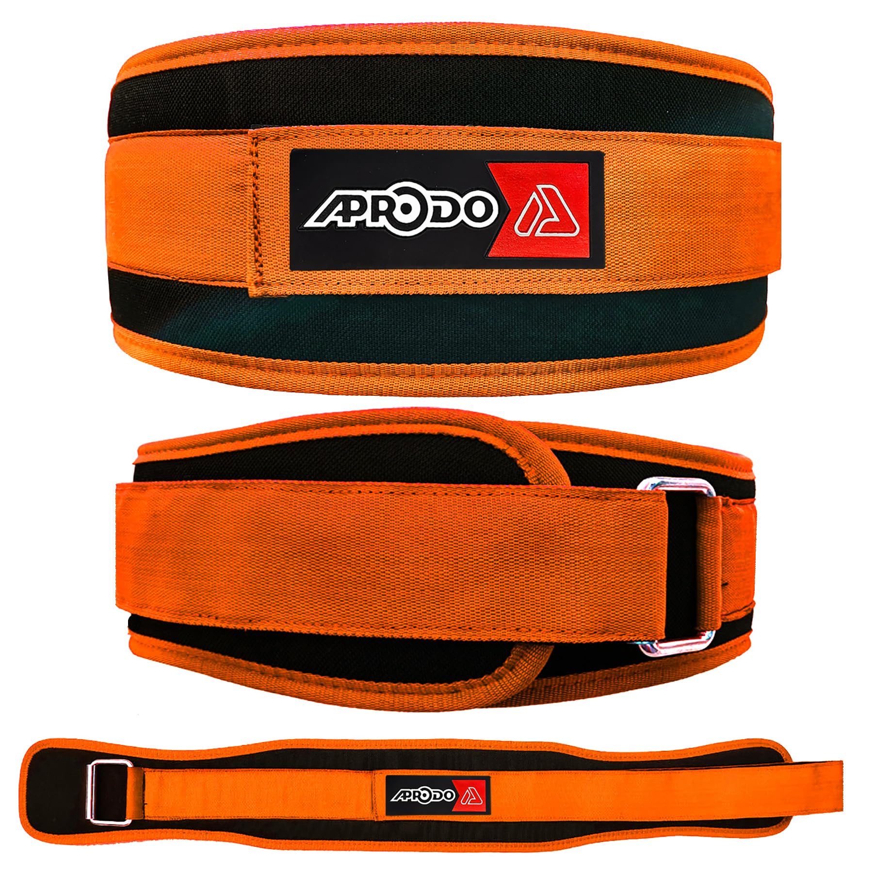 Aprodo Multipurpose Weight Lifting Belt for Back Support Comfortable & Durable for Weightlifting, Gym, Workout - 100% Nylon, (4 Inch Wide) for Men and Women (Orange, Small 28'' - 32'')
