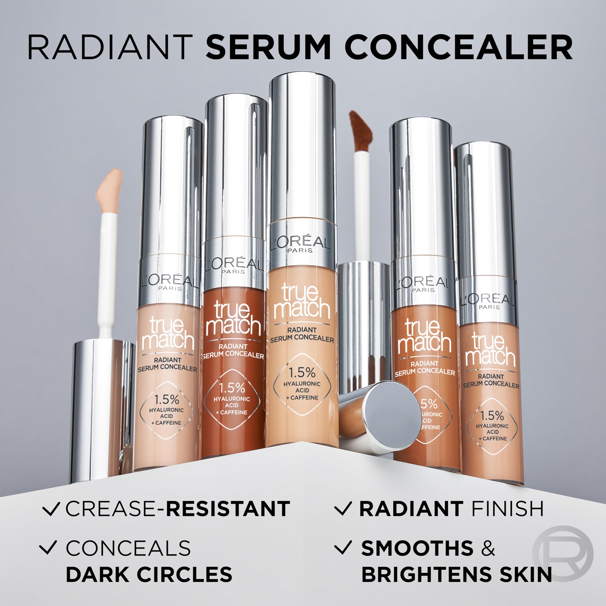 L'Oréal Paris True Match Serum Concealer, Medium Coverage, Radiant Finish, With 1.5% Hyaluronic Acid and Caffeine - Image 3