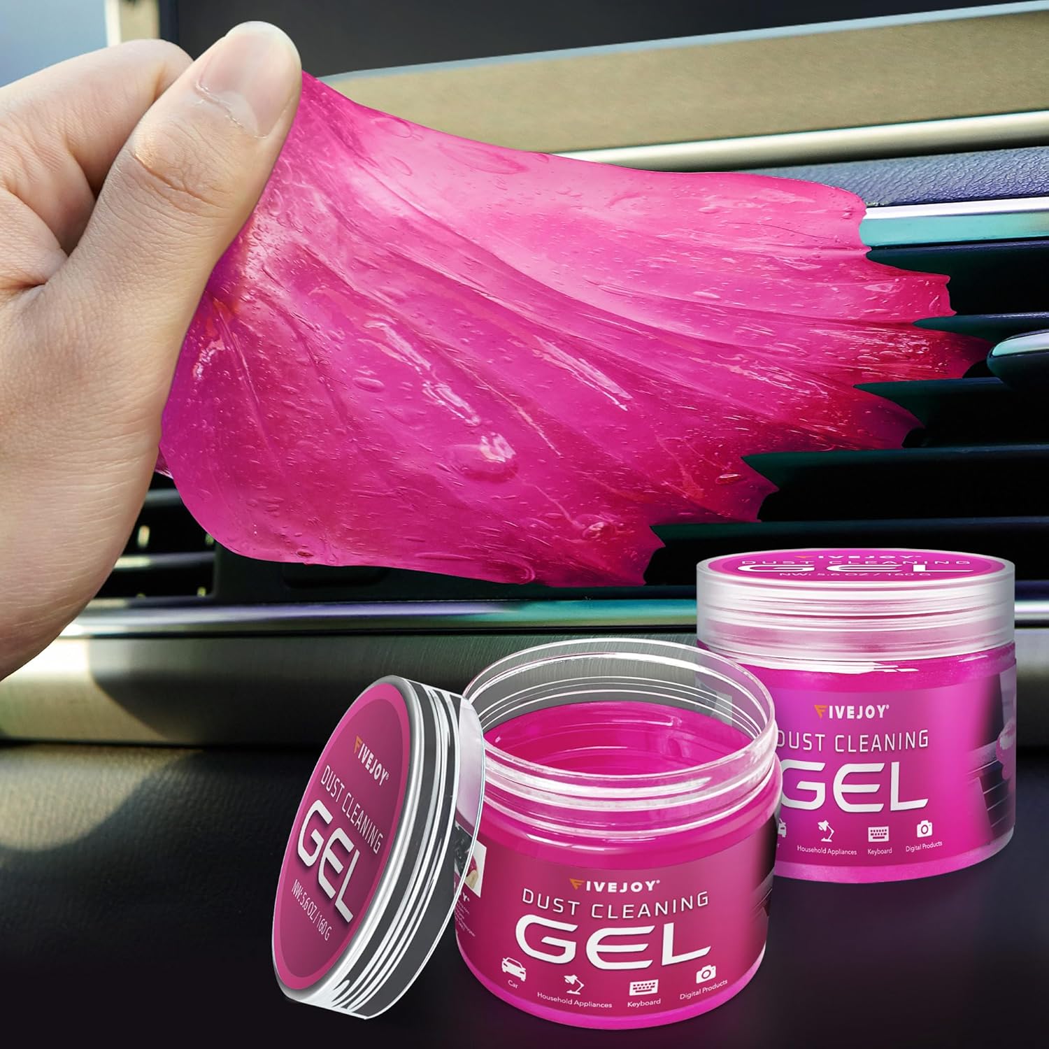 FiveJoy Universal Cleaning Gel for Car Detailing, Reusable