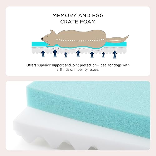 Miniatura 2 de Bedsure Cama ortopédica grande para perros grandes, camas para perros de espuma viscoelástica, cama para mascotas de 2 capas gruesas con funda