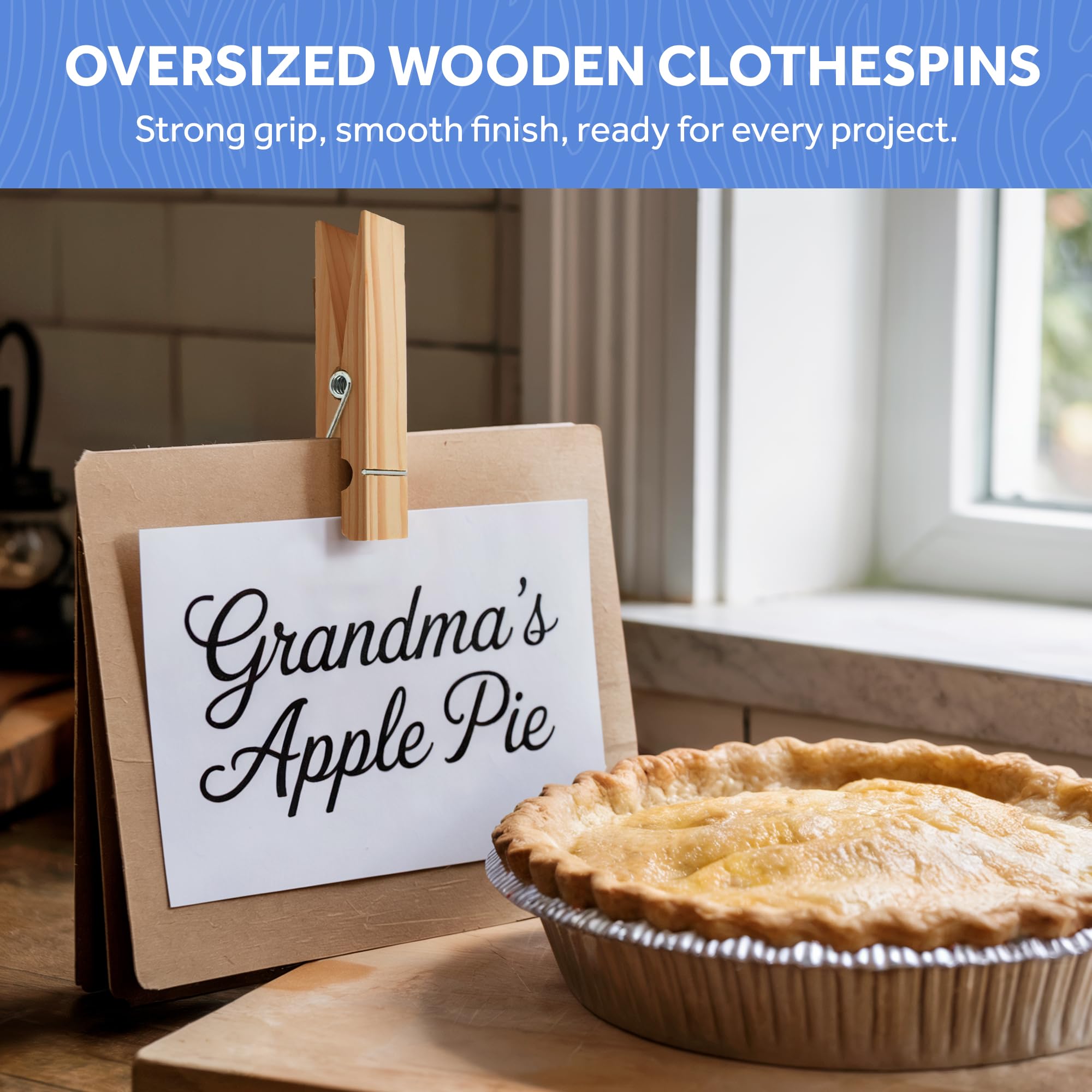 Mollette grandi in legno da 15,2 cm, confezione da 10, resistenti, per decorazioni fai da te e lavori artigianali, Woodpeckers