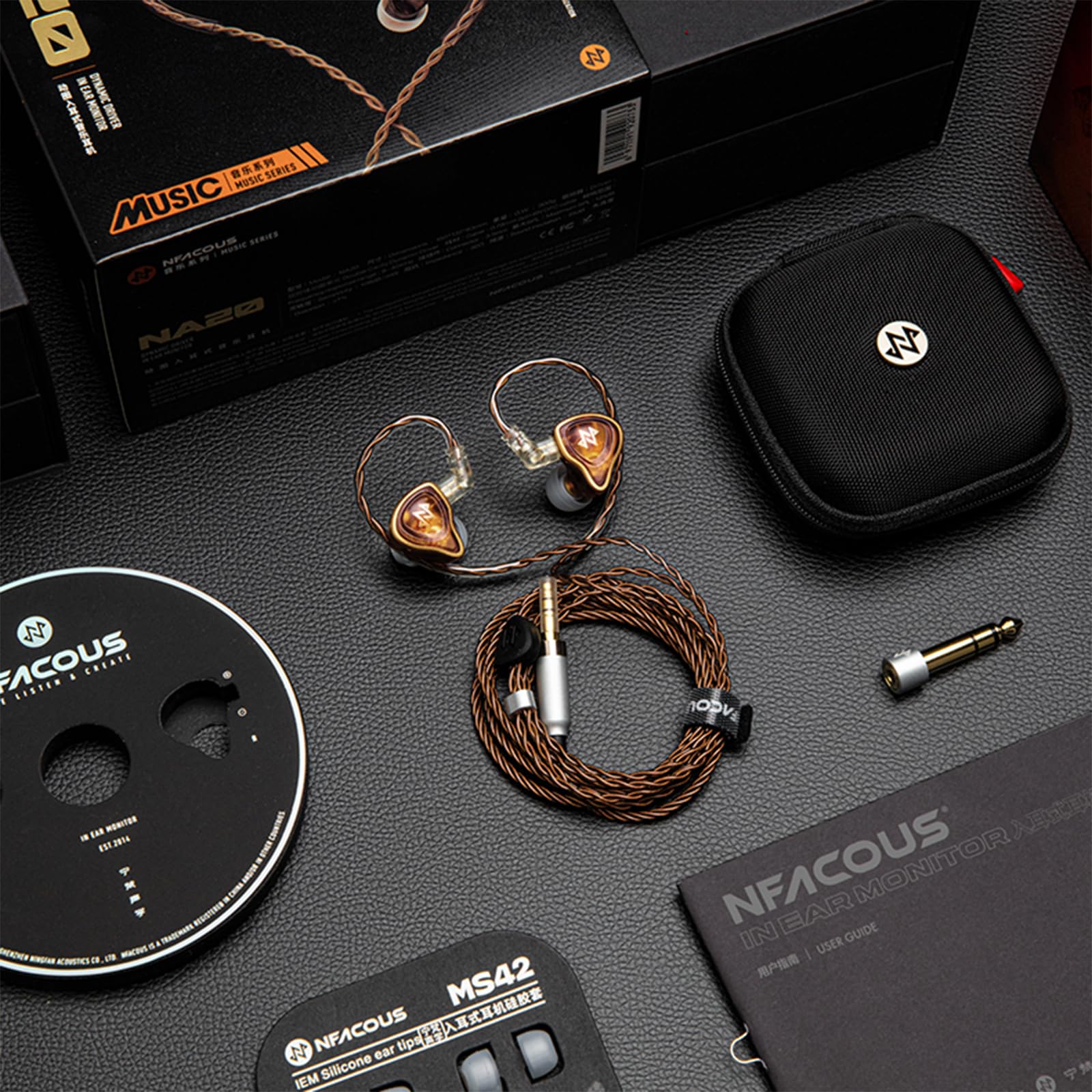 Monitory douszne NA20, słuchawki MC2L-100M Dynamic Driver, słuchawki, IEM w stylu Maillard, przewodowe