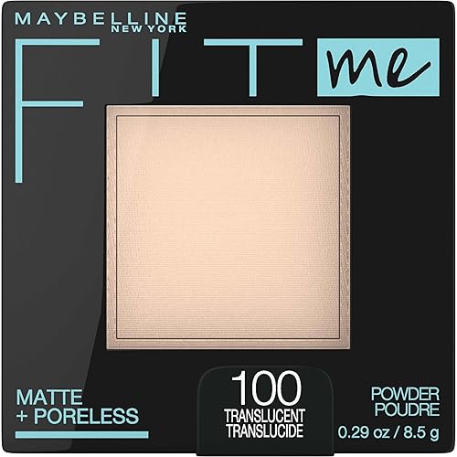Maybelline Fit Me Matte + Poreless Pressed Face Powder Makeup & Setting Powder, Translucent, 1 Count - 100 TRANSLUCENT - 0.3 Ounce (Pack of 1)