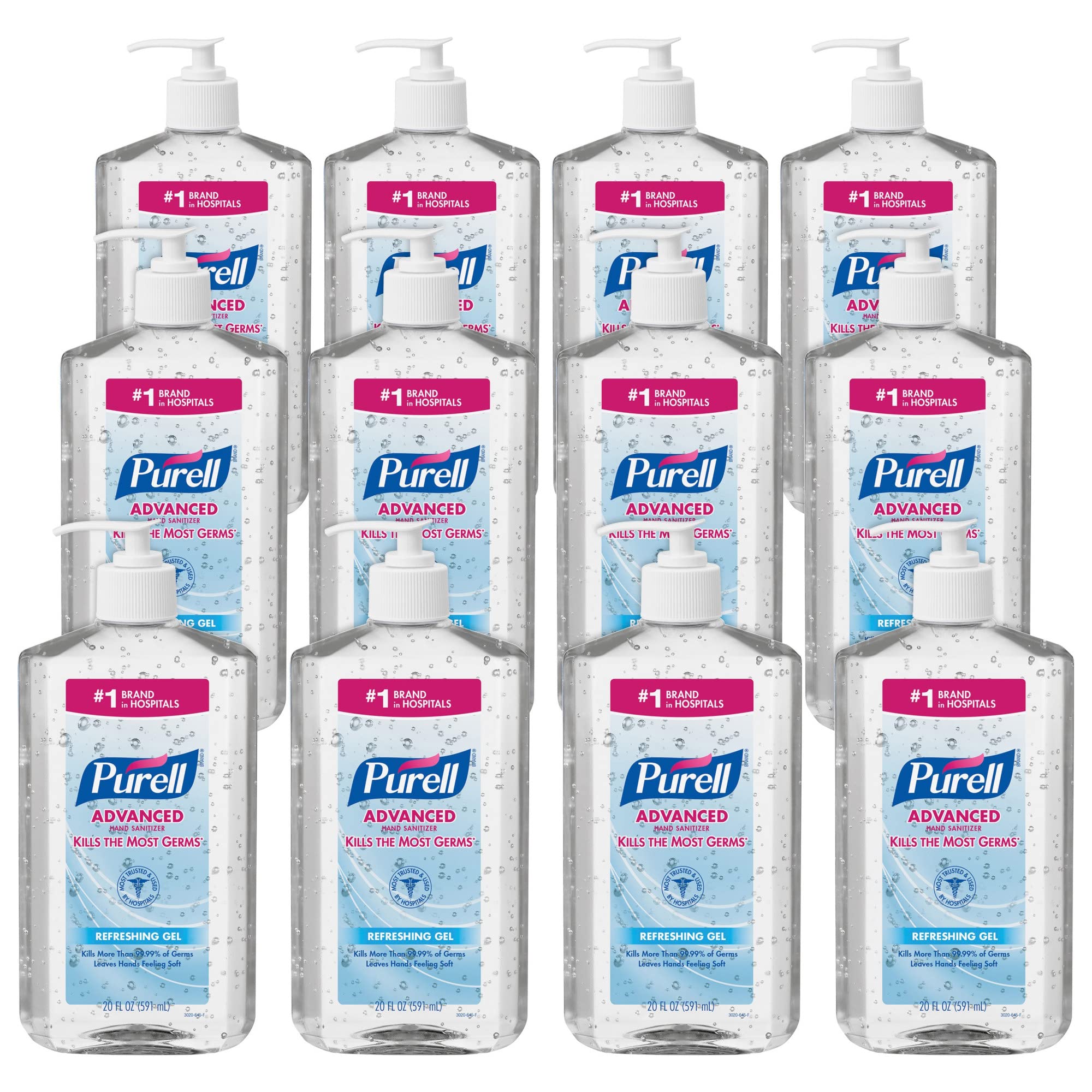 Purell Instant Hand Sanitizer, 20 Oz. Pump Bottles, Pack of 12