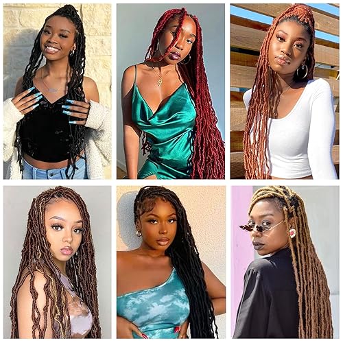 Miniatura 6 de Rastas de cabello sintético de ganchillo, extensiones suaves de 22 pulgadas, 7 paquetes de rastas suaves preenrolladas para mujeres negras,