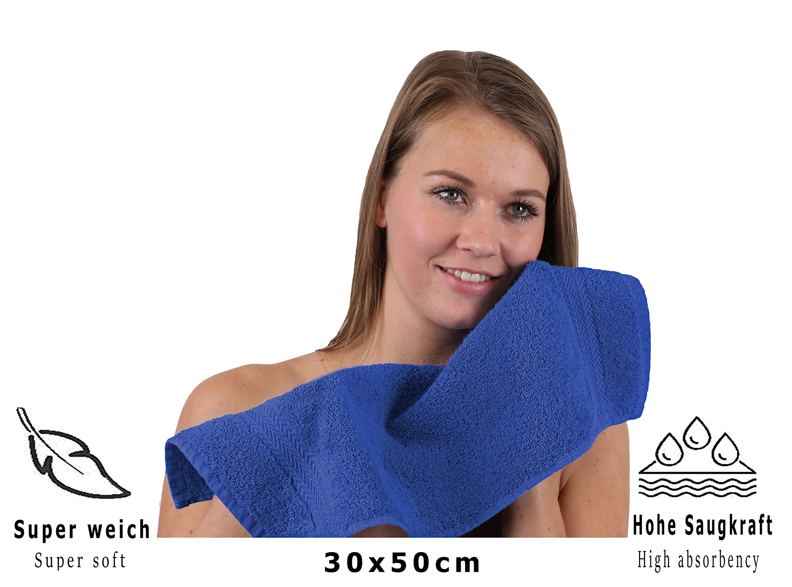 Betz 20 Toallas de tocador Premium 100% algodón 30x50 cm Color Azul