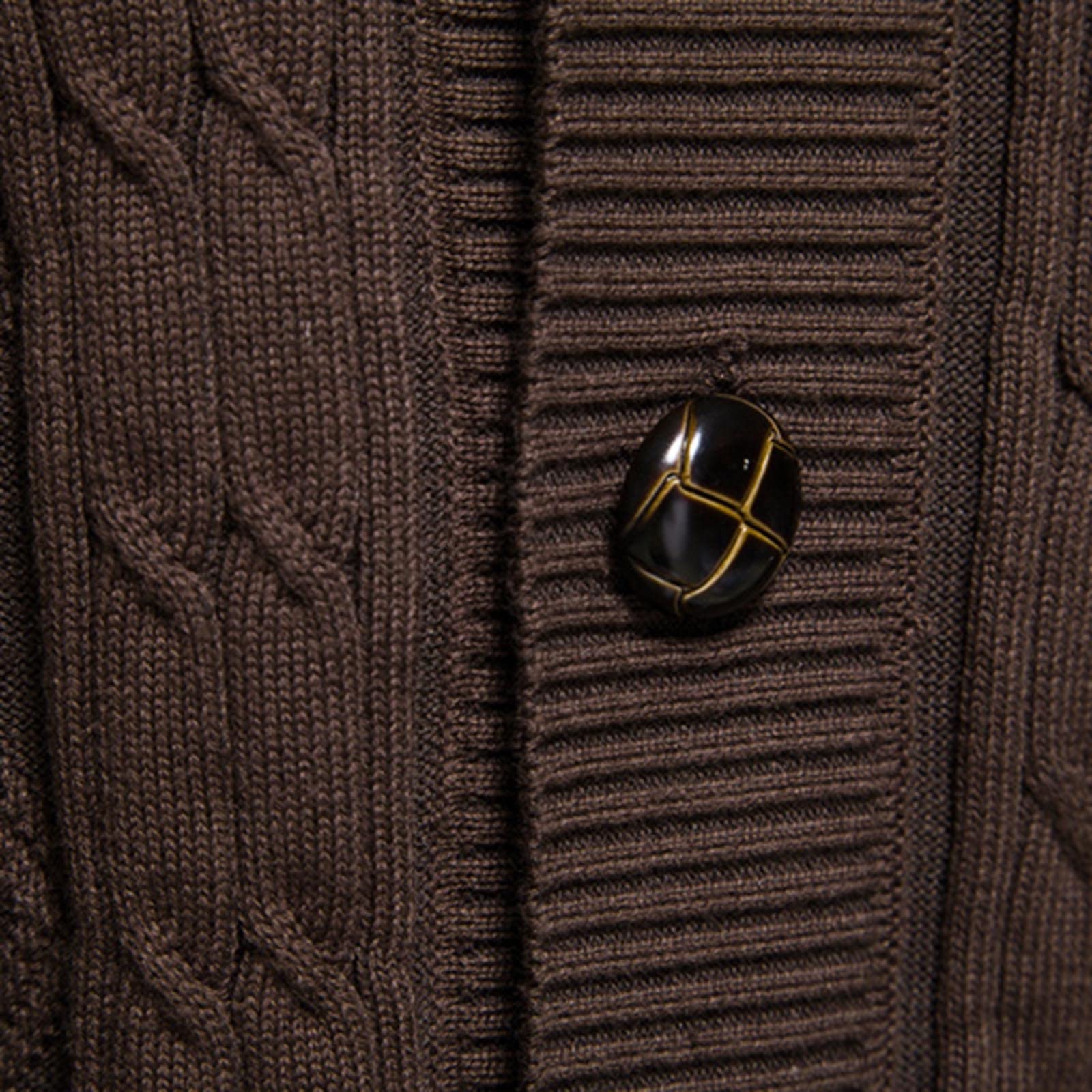 Generisch Cardigan da uomo, sottile, leggero, per le mezze stagioni, con bottoni, con scollo a V, taglie grandi, caldo, invernale, a maniche lunghe, tinta unita, classica