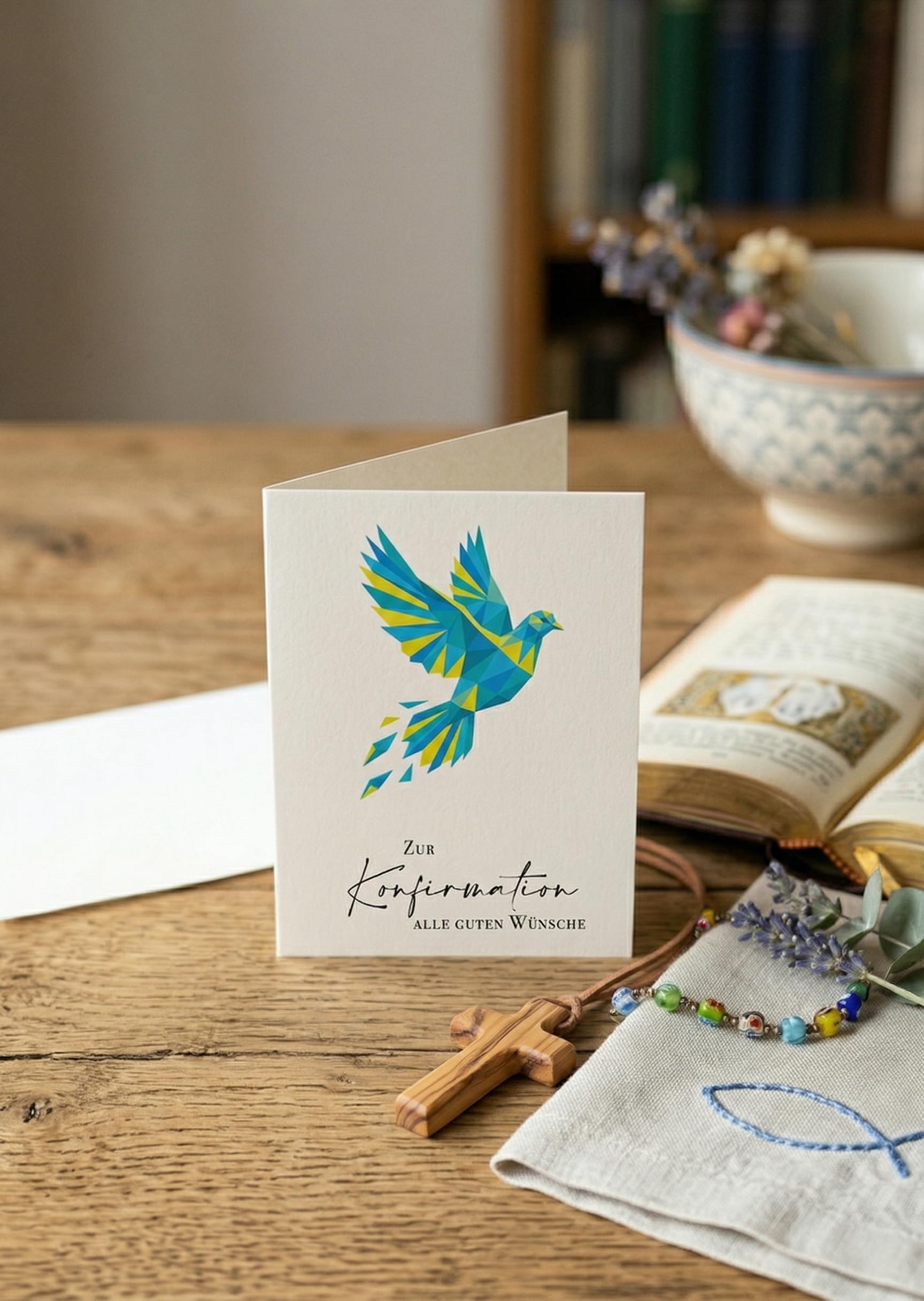 Konfirmationskarten Set 12 Stück, moderne Karten zur Konfirmation mit 12 hellen Aquarell Designs A6 Klappkarten 300gsm Perlglanz Karton mädchen jungen junge - 4