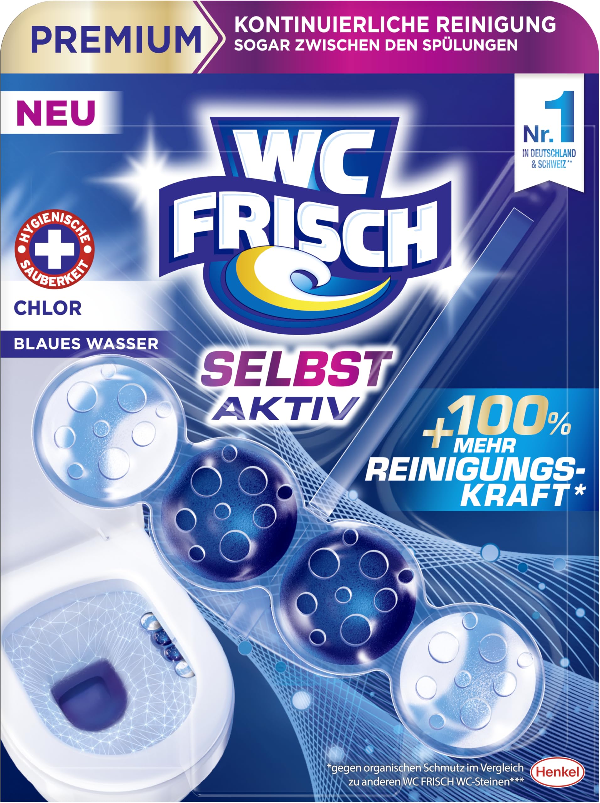WC Frisch Selbst Aktiv Chlor Blauspüler (10er), 4in1-Klosteine Einhänger – Ansicht 2