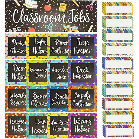 Juvale Bright Classroom Job Chart Set for Kids Education