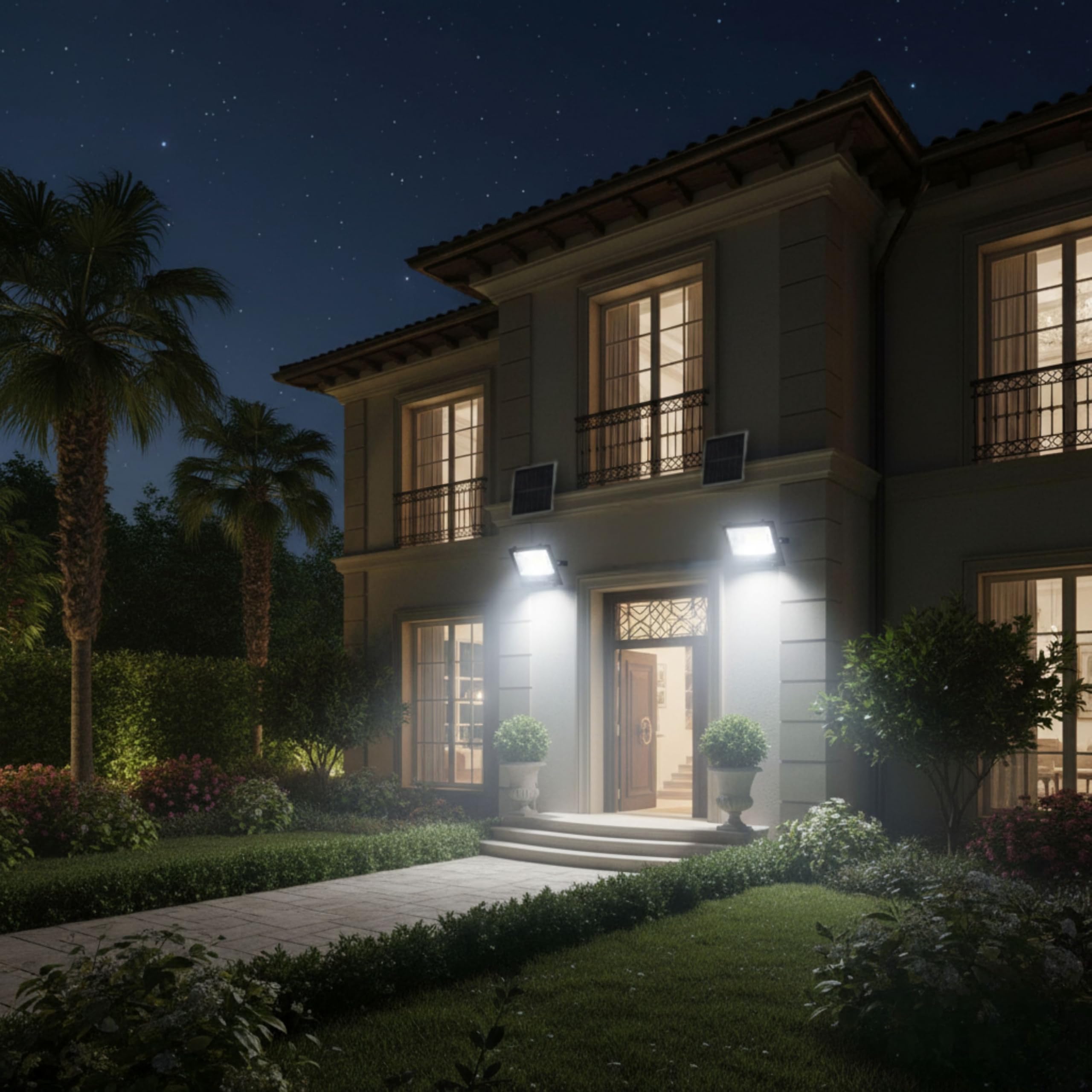 YASTA Faro LED Solare da Esterno 800W PRO Luce Fredda con Telecomando | Batteria a lunga durata, display integrato, sensore crepuscolare automatico, impermeabile IP67 per giardino e strade