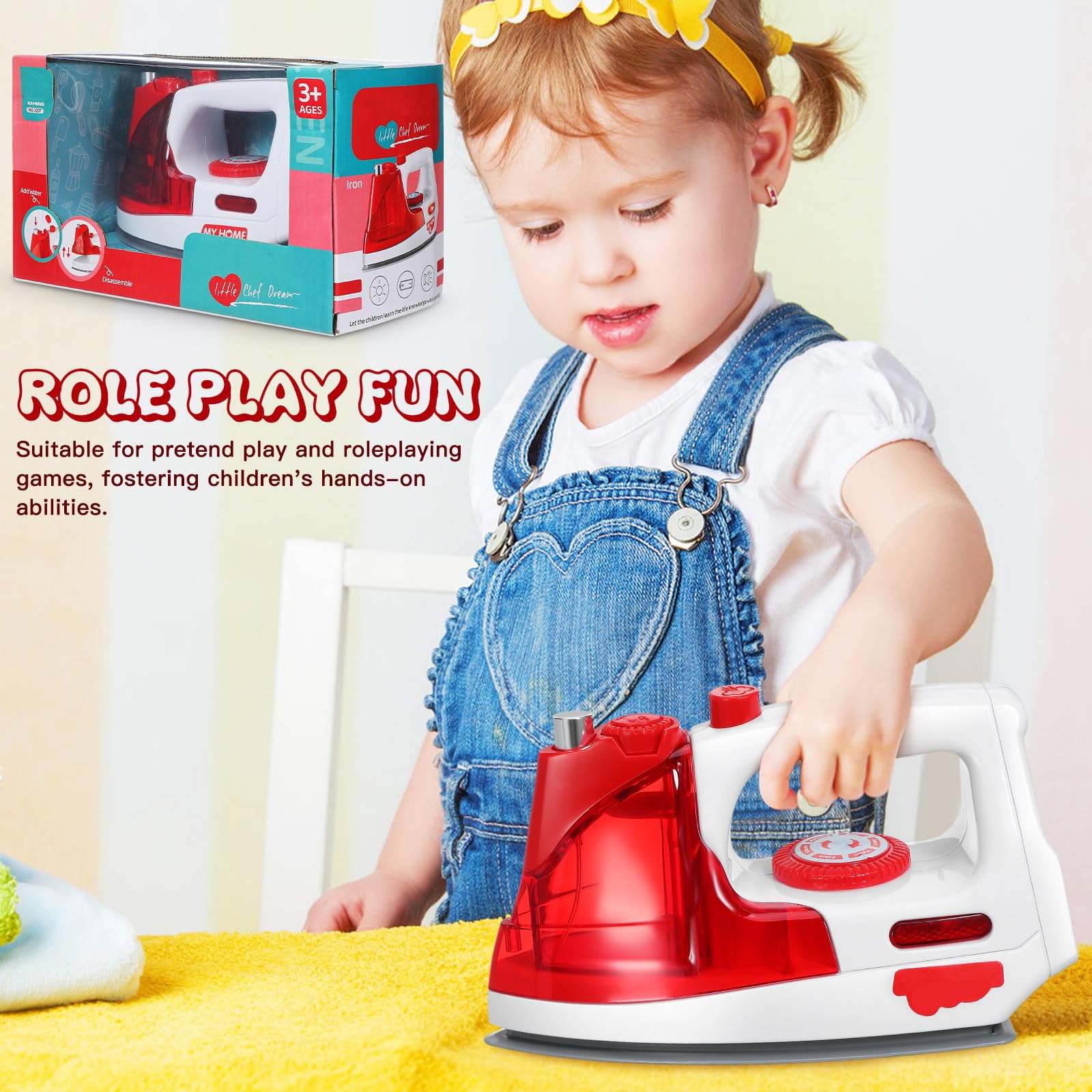 Toddmomy Set di 2 Ferri da Stiro Elettrici Giocattolo Realistici per | Caratteristiche: Luce E Manopola per Giochi di Ruolo di Lavanderia E Lavori Domestici, Elettrodomestico Sicuro in Plastica