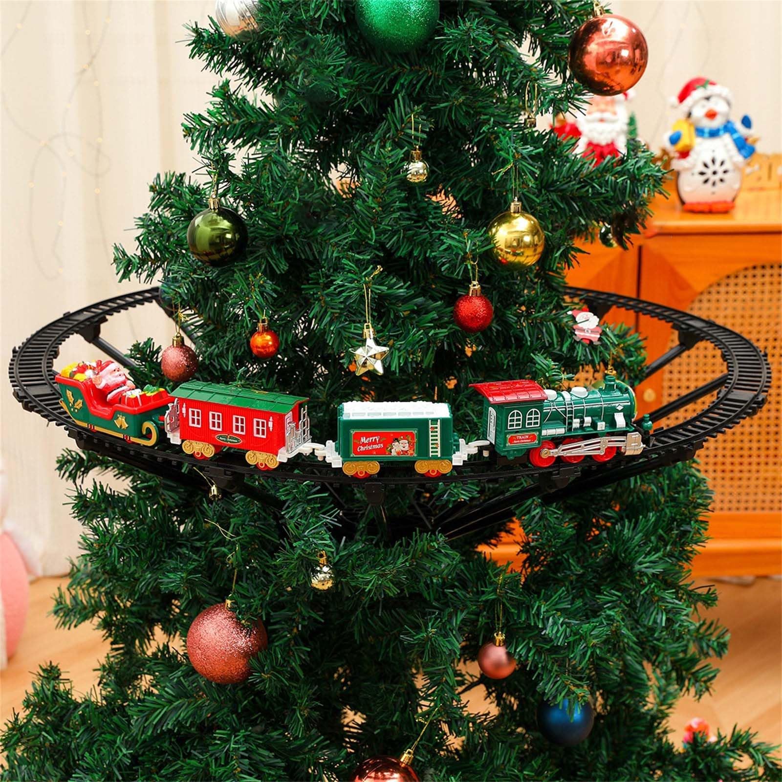Decoración de tren navideño con música
