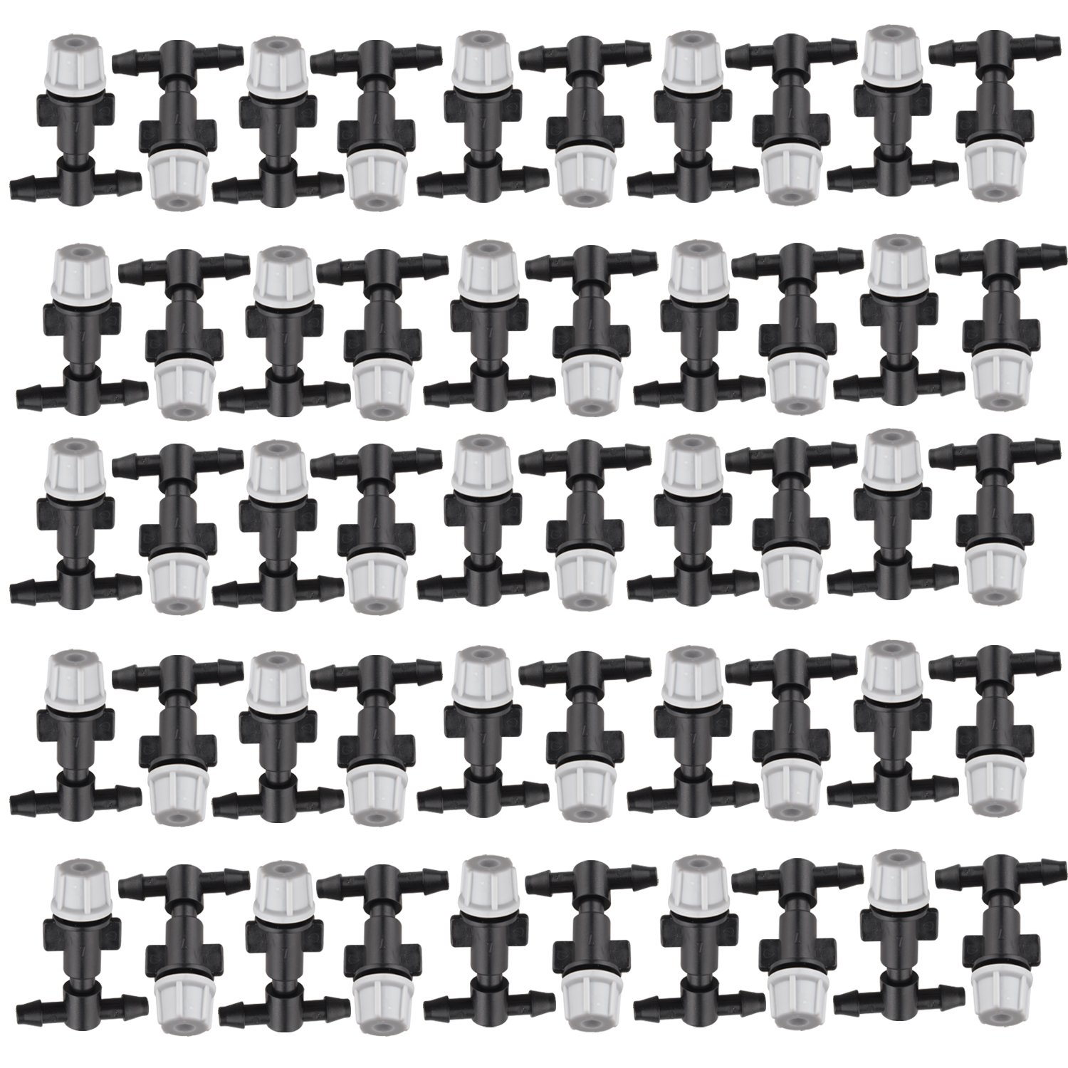 Futheda 50pcs 7.5-8.6L/H Adjustable Sprinkler Nozzles Tees Flower Plant Garden Misting Atomizing Nozzles Hose Greenhouse Micro Dripper Irrigation System